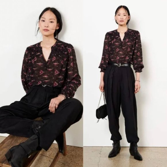 NWT BA&SH Lady Top Cathel Blouse in Carbon S NWT - Picture 1 of 4